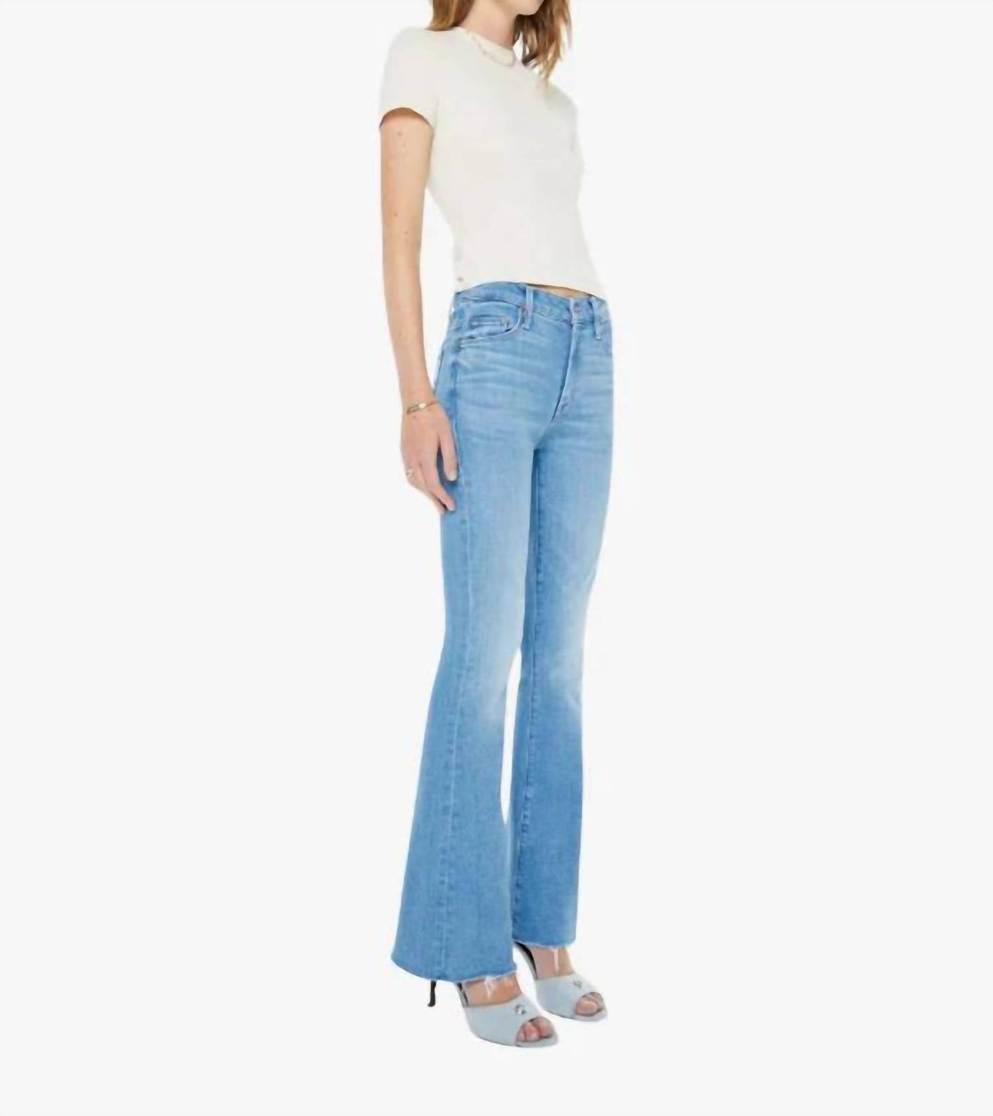 Mother - Weekender Mid Rise Flare Frayed Hem Jeans