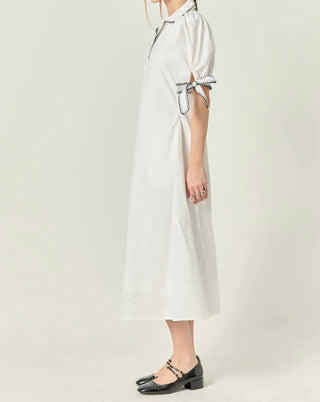 English Factory - Vestido Midi com Detalhes em Costura
