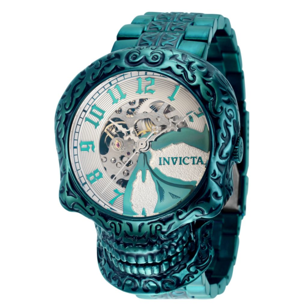 Relógio Invicta Artist Skull 50mm com mostrador esqueletizado automático e pulseira