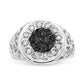 .925 Sterling Silver 1/4 Cttw White and Black Treated Diamond Halo Cluster Ring for Men (I-J Color, I3 Clarity) - Size 10