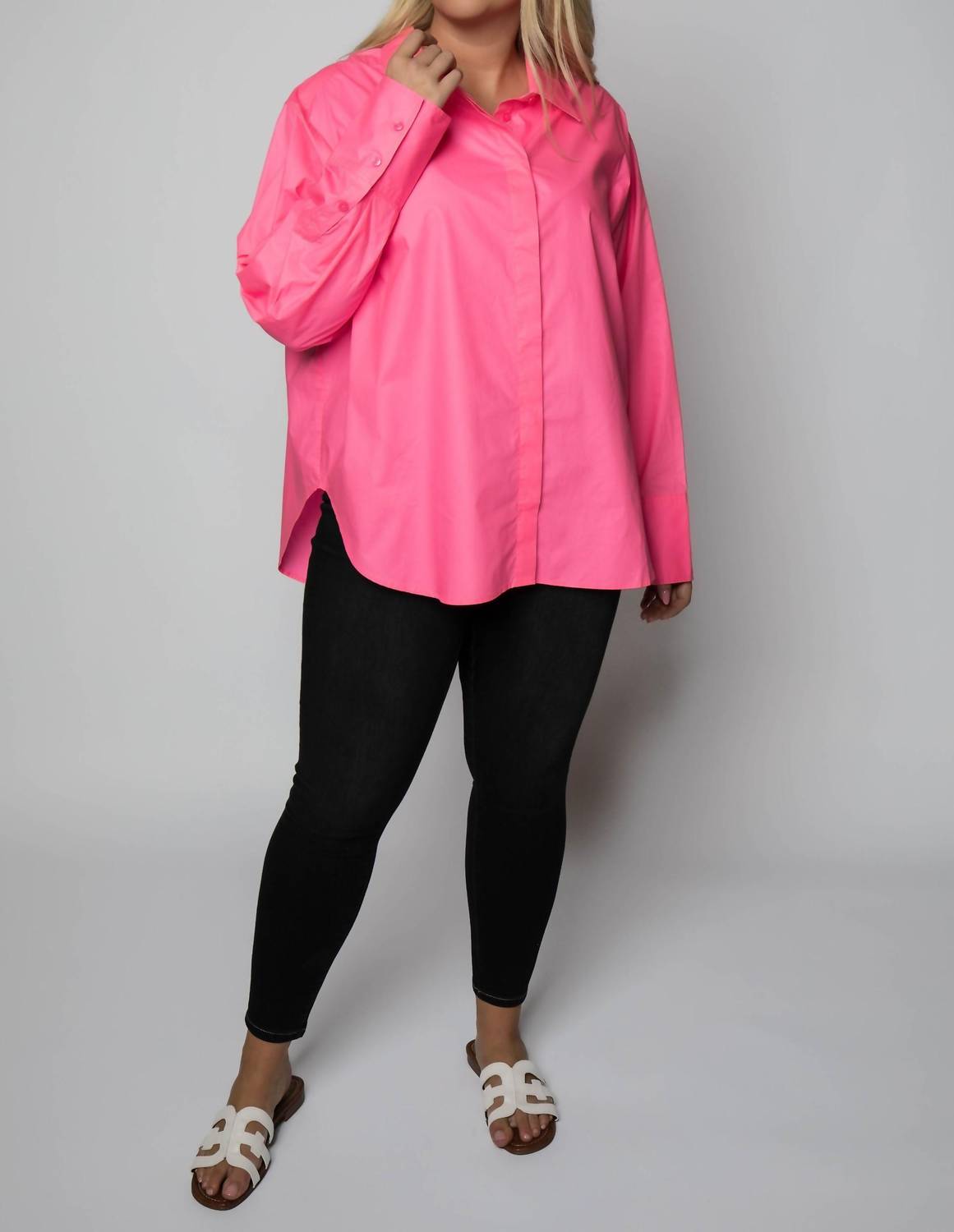 Good American - COATED POPLIN WEEKEND SHIRT