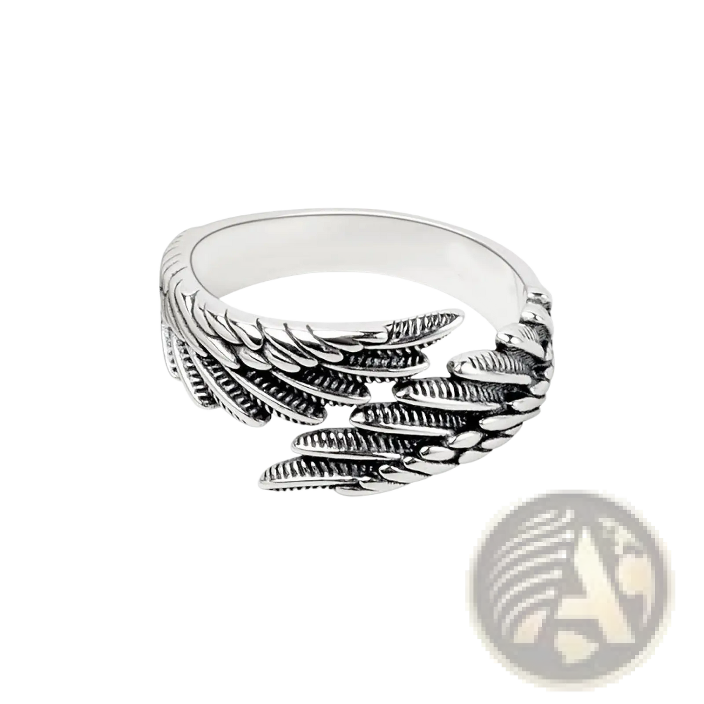 925 Sterling Silver Detailed Angel Wing Ring