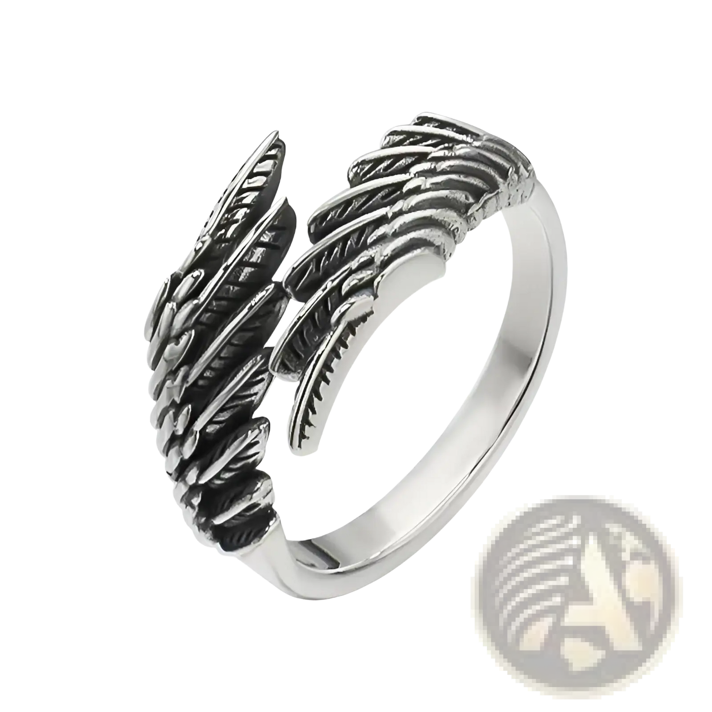 925 Sterling Silver Detailed Angel Wing Ring