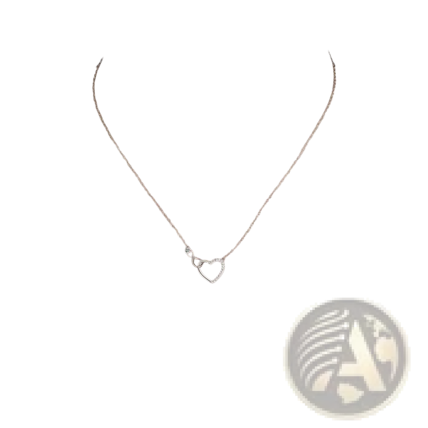 925 Sterling Silver Pave Crystal Infinity Heart Necklace