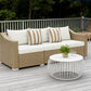 Outdoor Furniture Rattan Sofa with Cushions and Throw Pillows