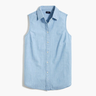J.Crew - Camisa casual leve de cambraia com botões