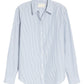 Women's Nili Lotan Libby Bengal Stripe Cotton Button-Up Shirt, Size X-Small - Blue