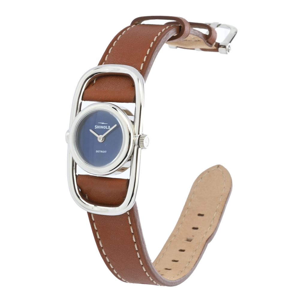 Relógio Shinola com trava para bicicleta de 20 mm e pulseira de couro de quartzo suíço