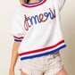 Trendsi - BiBi Metallic America Letter Short Sleeve Sweater