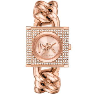 Michael Kors Women's Chain Lock Quartz Crystal Pave Bracelet Watch