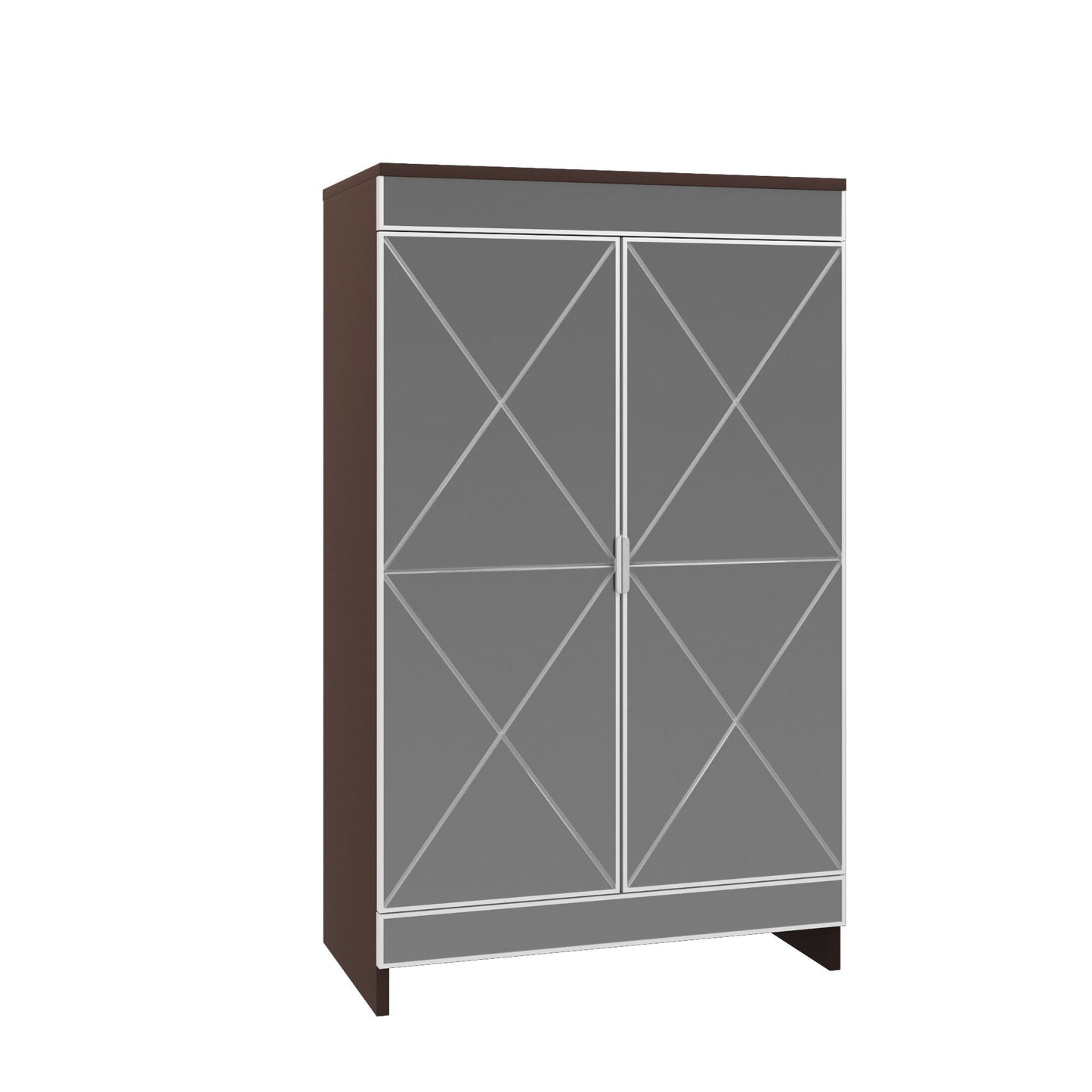 Elegant Decor Mirrored Shoe Cabinet with Edging Double Door Storage Cabinets