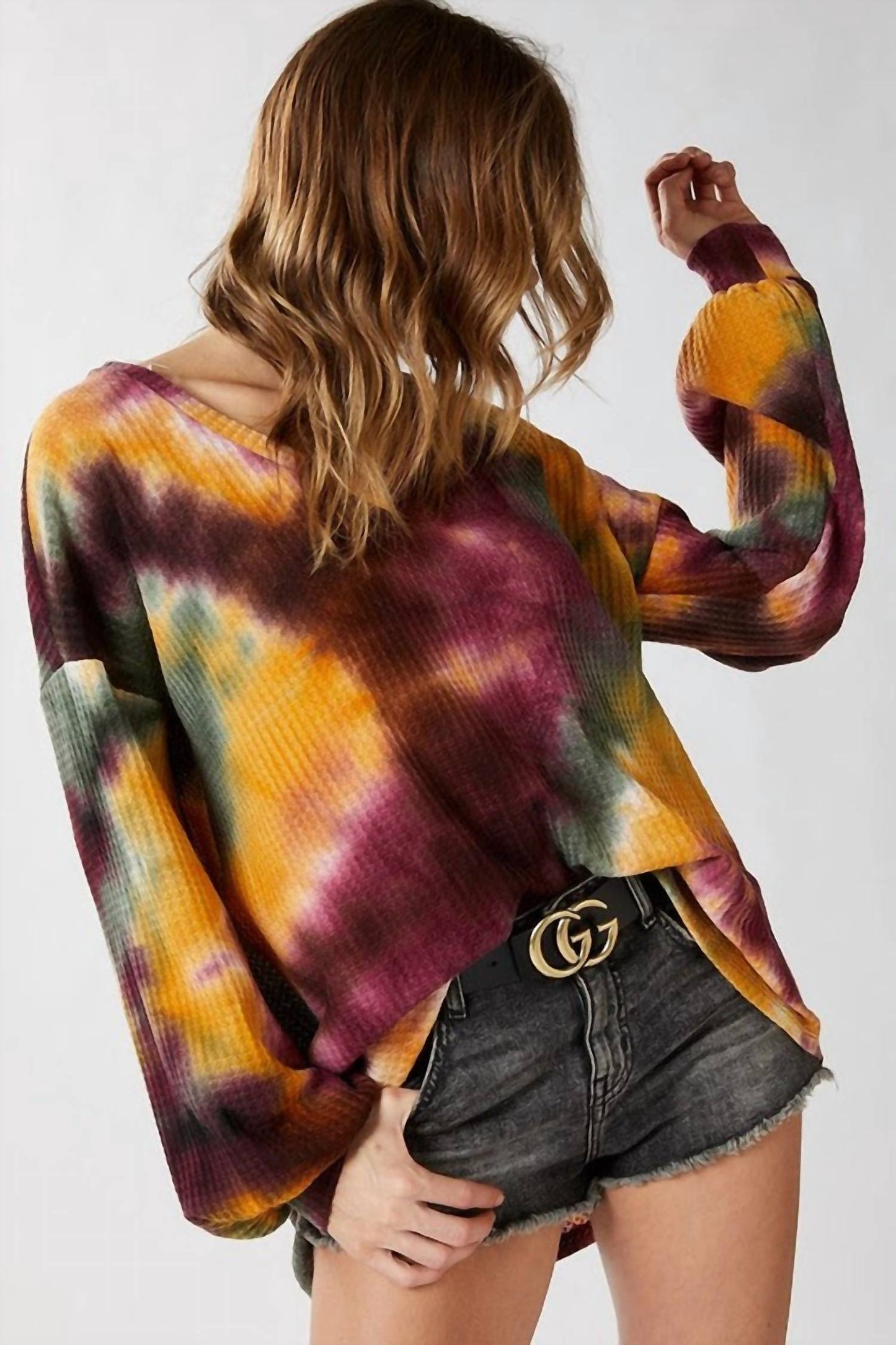 Bibi - Tie Dye Waffle Knit Top