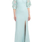 Alberto Makali - Off The Shoulder Embellished Lace Sleeve Mermaid Slit Side Gown
