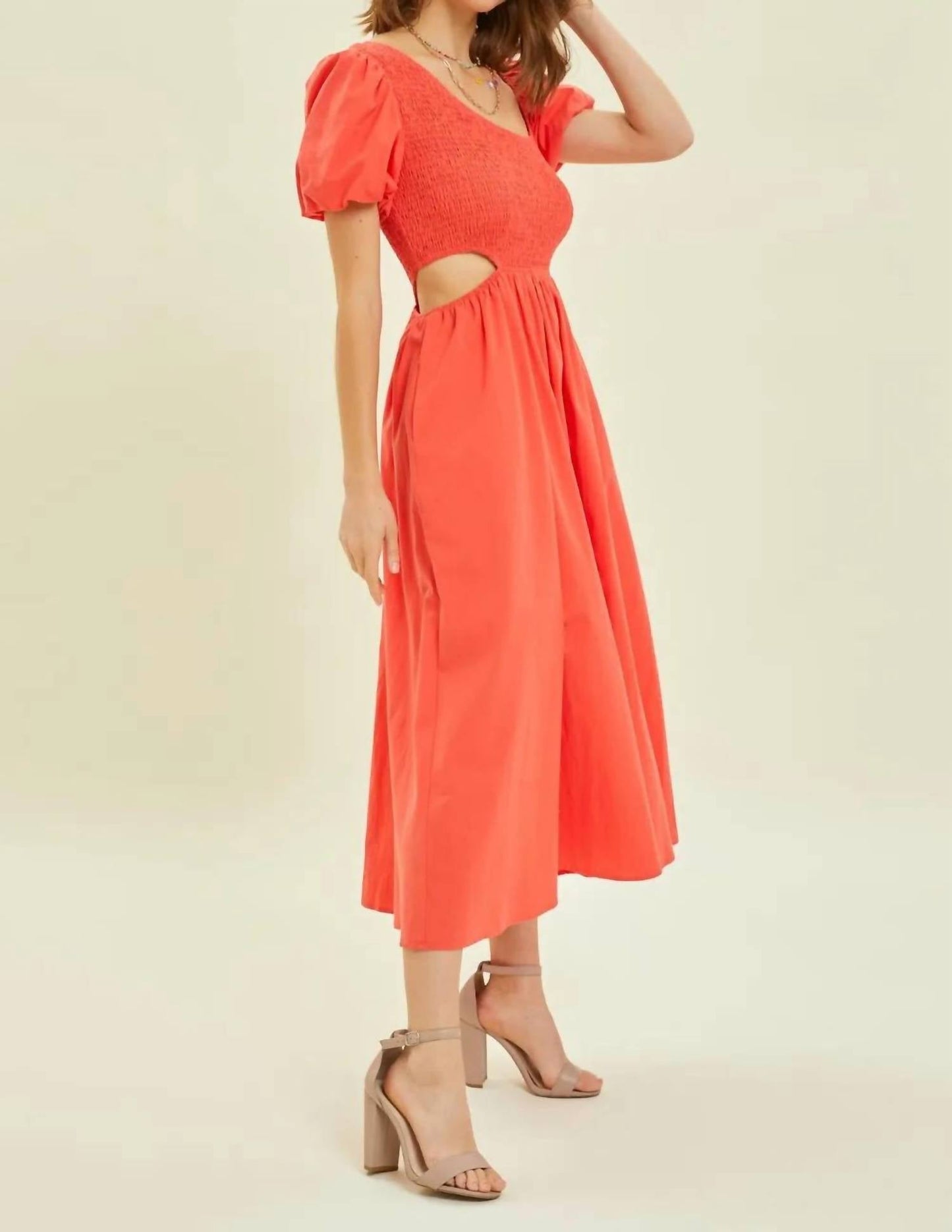 Trendsi - Vestido midi com recorte franzido Heyson