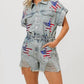 Trendsi - BiBi American Flag Washed Romper