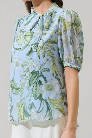 Sugarlips - Sara Bloom Tie Neck Blouse