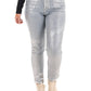 Cello - High Rise Metallic Straight Jeans