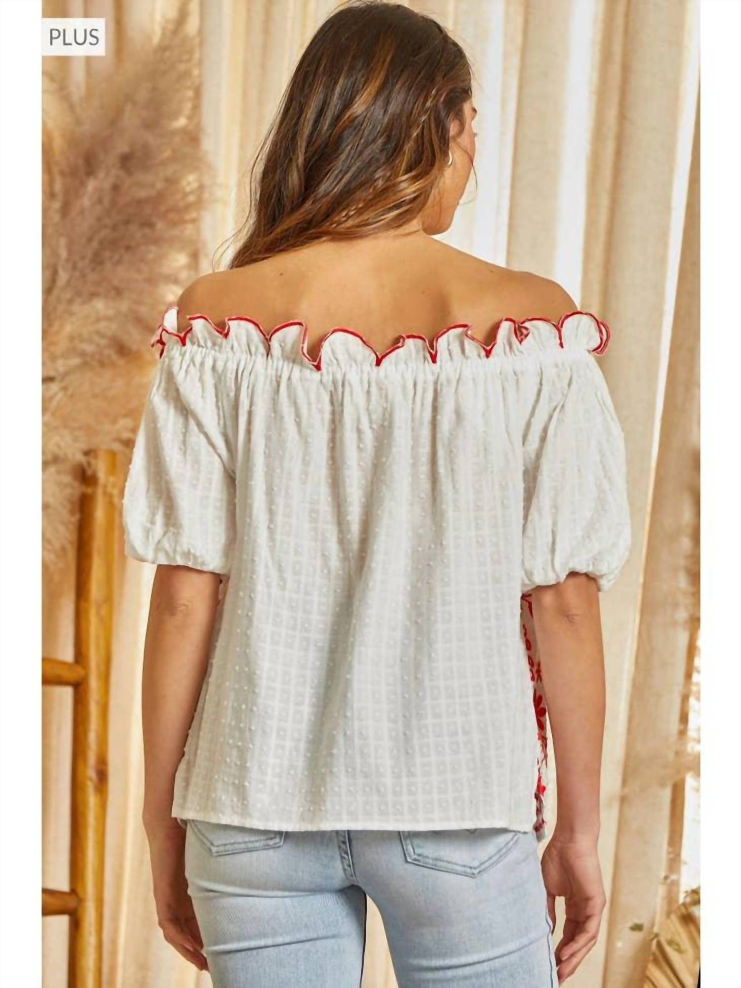 Andree By Unit - Floral Embroidered Off the Shoulder Blouse