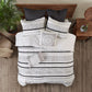 Cotton Printed Comforter Set with Trims Black/White Full/Queen