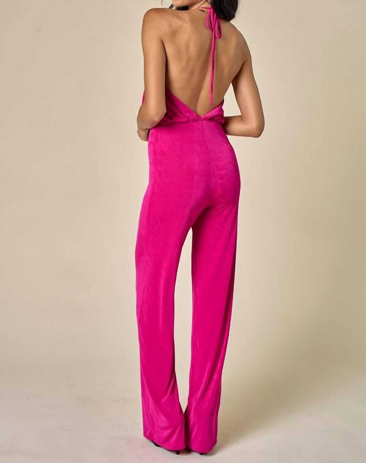 Blue Blush - Halter Neck Open Back Jumpsuit