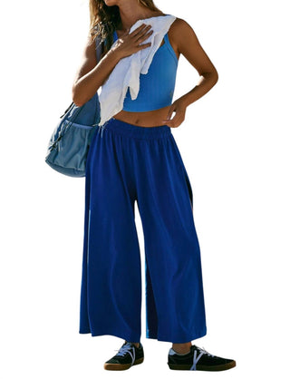 Free People - Calças de perna larga com fenda Hot Shot
