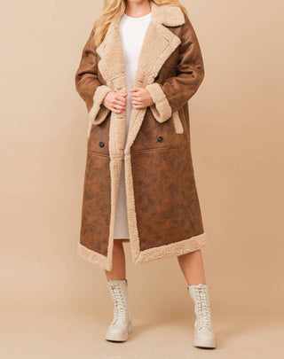 Azul B - Casaco aconchegante de pele de carneiro com pelúcia sintética