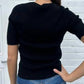Repeat Cashmere - Cashmere Blend Short Sleeve Rib Knit Sweater