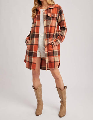 Bluivy - Women's Flannel Plaid Longline Shacket