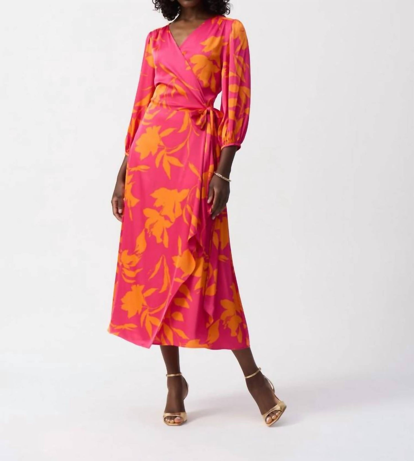 Joseph Ribkoff - Satin Floral Print Wrap Dress