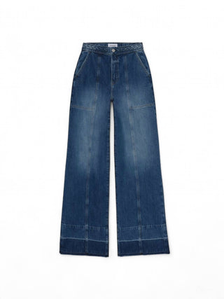 Quadro - Calça jeans larga com cintura trançada