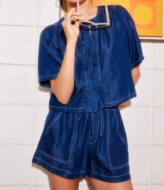 Quinze Vinte - Shorts Carreen com Bolso Patch