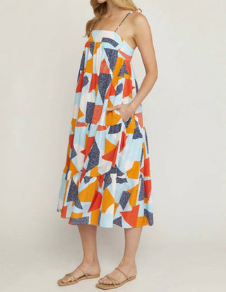Entro - Abstract Print Midi Dress