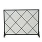 Minimalist Single Panel Iron Fireplace Screen with Diamond Design
