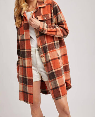 Bluivy - Women's Flannel Plaid Longline Shacket