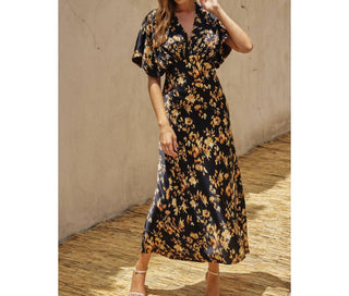 Dress Forum - Flutter Sleeve Satin Maxi Dress