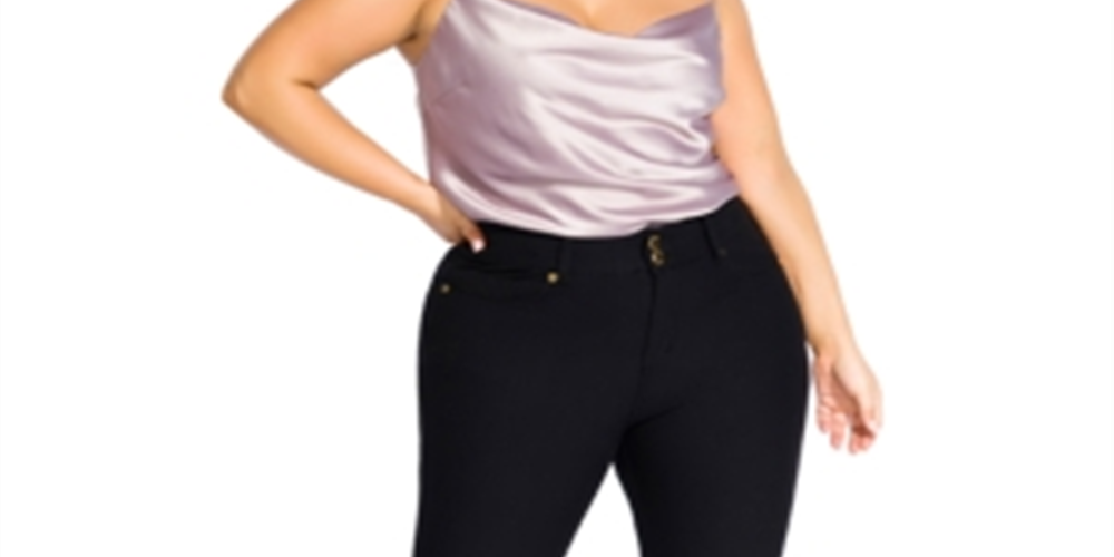 Calça jeans skinny Asha da City Chic para mulheres, preta, tamanho 14W