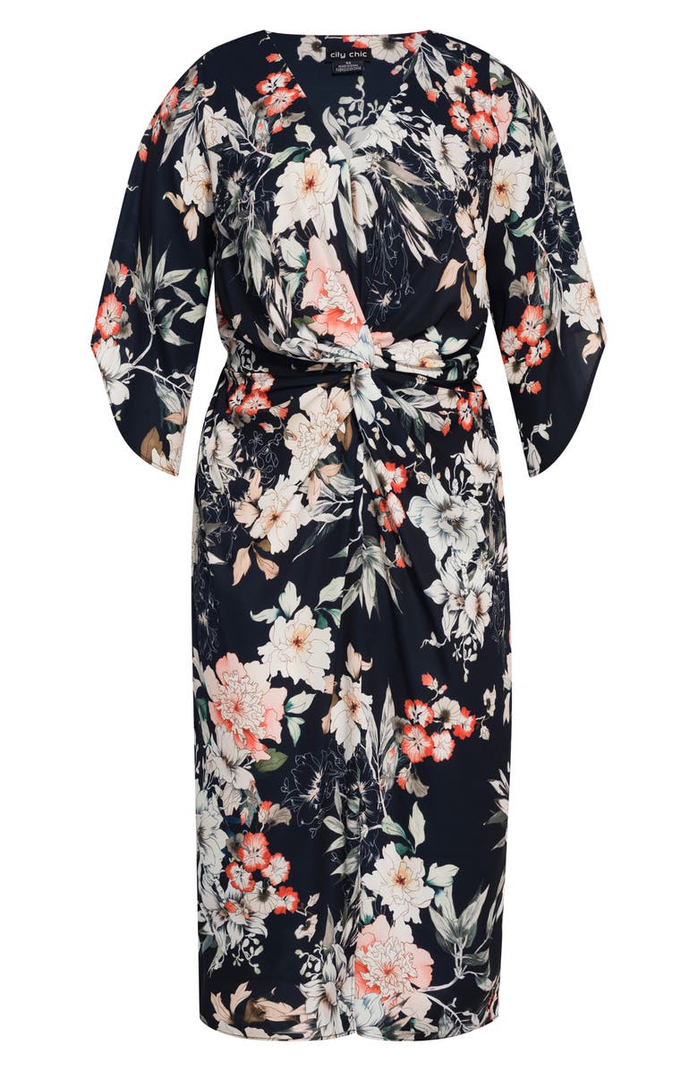 Vestido justo floral seduction feminino City Chic, preto, tamanho X-S