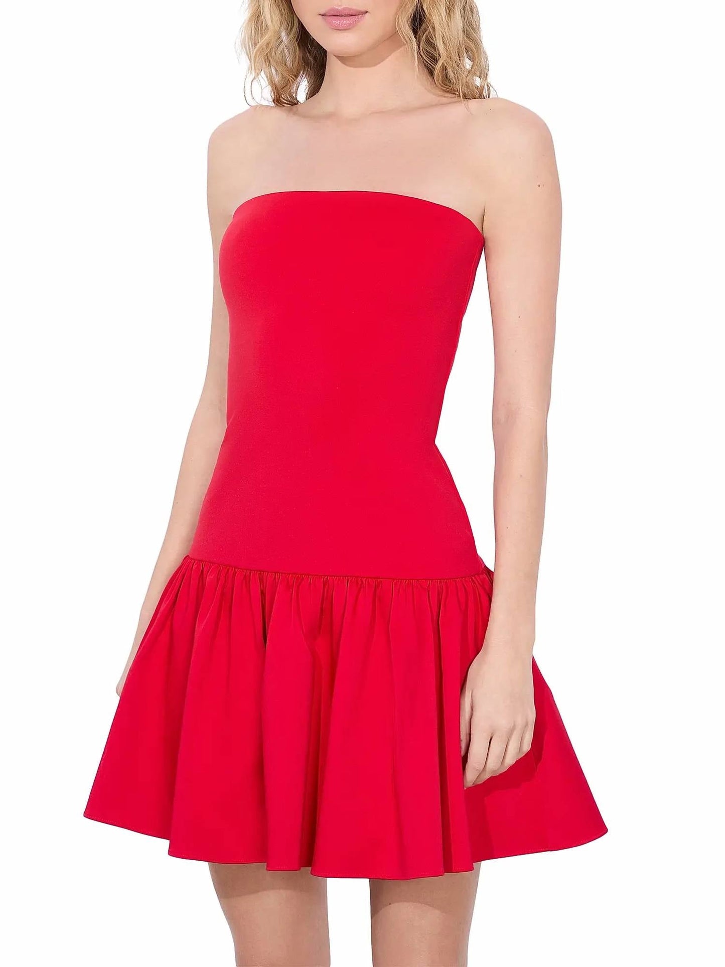 Alice + Olivia - Oriana Strapless Drop Waist Mini Dress