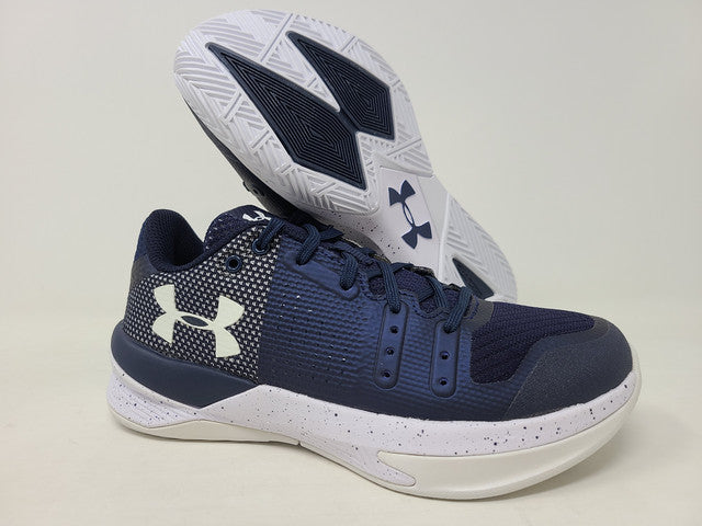 Tênis de vôlei feminino Under Armour Block City, azul-marinho/branco, tamanho 5 B(M) EUA