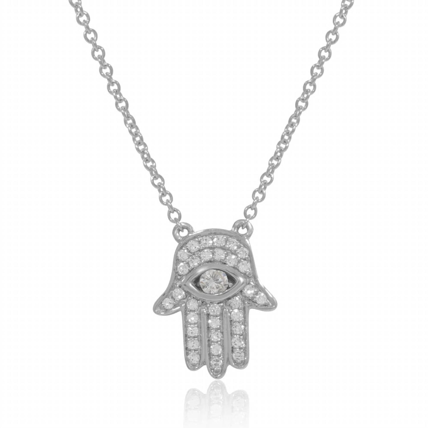 Diana M Jewels - 0.11 Cts Diamond Hamsa Hand Necklace
