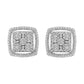 .925 Sterling Silver 3/8 Cttw Miracle Set Round Diamond Double Halo Cluster Earrings (I-J Color, I2-I3 Clarity)