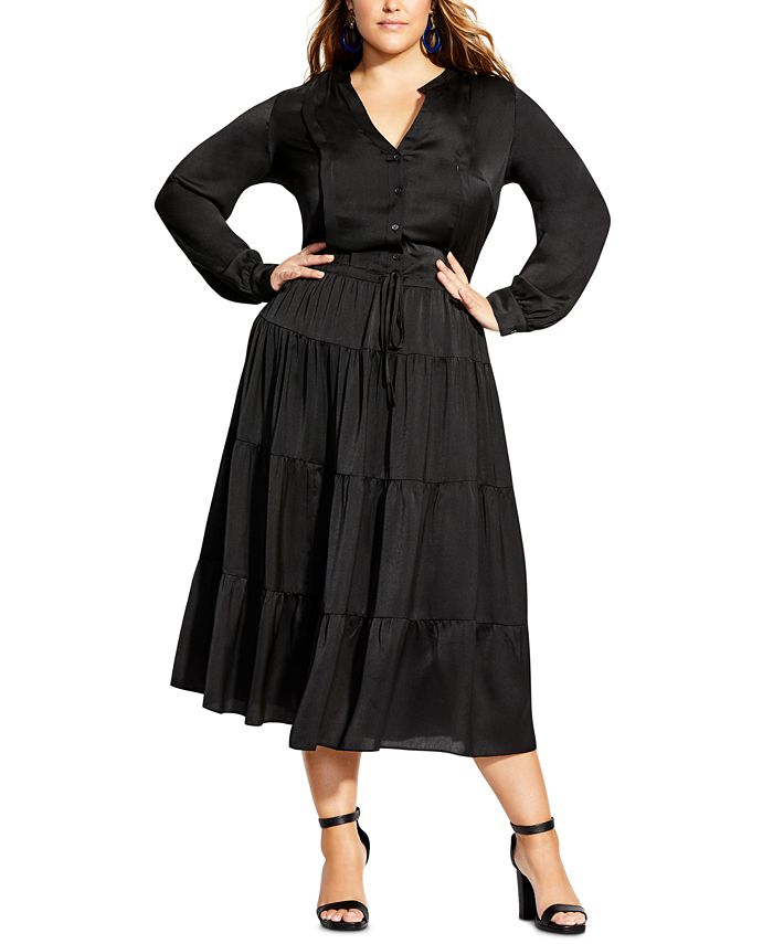 Vestido feminino City Chic Trendy Plus Charisma MIDI preto tamanho 18W