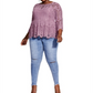 Top peplum de renda feminino City Chic Trendy Plus Everything, rosa, tamanho 18W