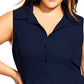 Top feminino City Chic Plus com bainha esvoaçante, azul, tamanho 18W