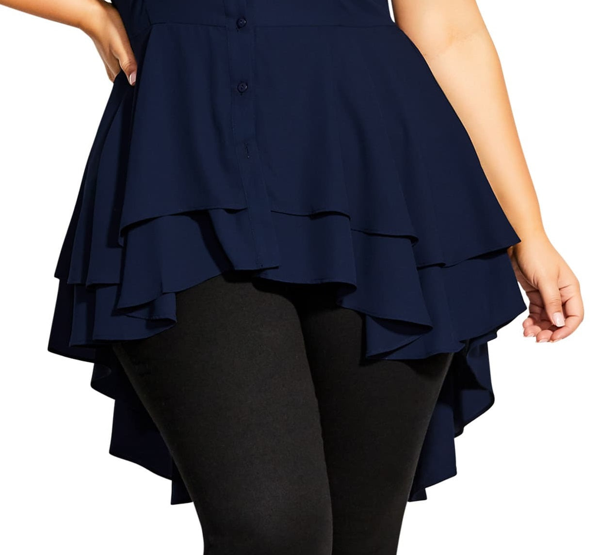 Top feminino City Chic Plus com bainha esvoaçante, azul, tamanho 18W