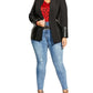 Blazer feminino City Chic Trendy Plus com acabamento em couro sintético, preto, tamanho 20W