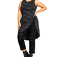 Top longo com nó City Chic feminino, moderno e longo, preto, tamanho 18W