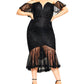 Vestido de renda plus size da City Chic feminino, preto, tamanho 22W