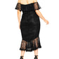 Vestido de renda plus size da City Chic feminino, preto, tamanho 22W