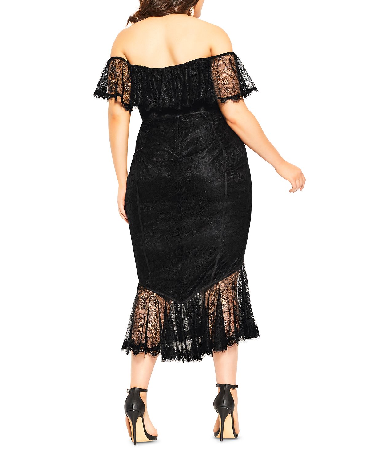 Vestido de renda plus size da City Chic feminino, preto, tamanho 22W